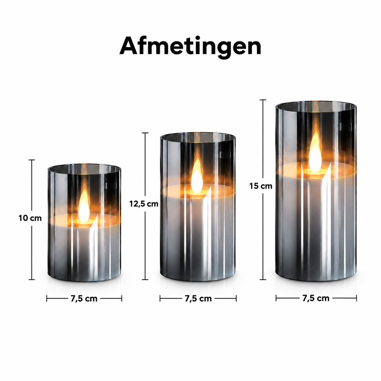 Homies LED kaarsen set van 3 - Smokey Glas