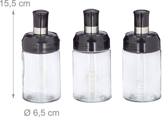 Relaxdays glazen voorraadpotten set van 3