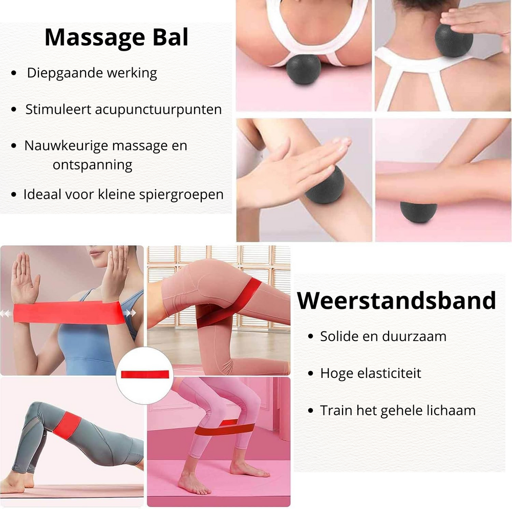 Foam roller set 4 delig + GRATIS Weerstandsband