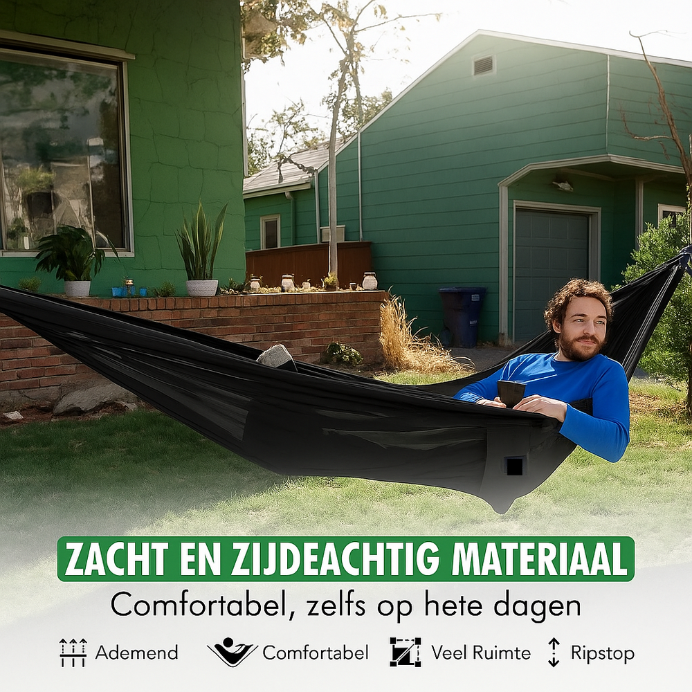 Hangmat - incl. Karabijnhaken en Riemen