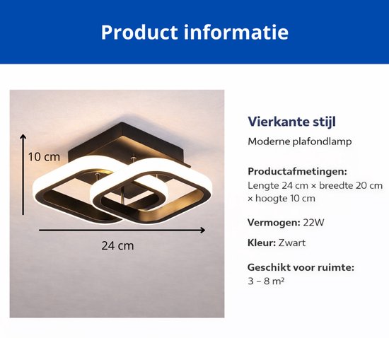 LED Plafonnière zwart