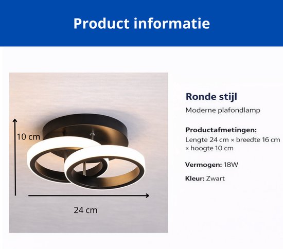 LED Plafonnière Zwart