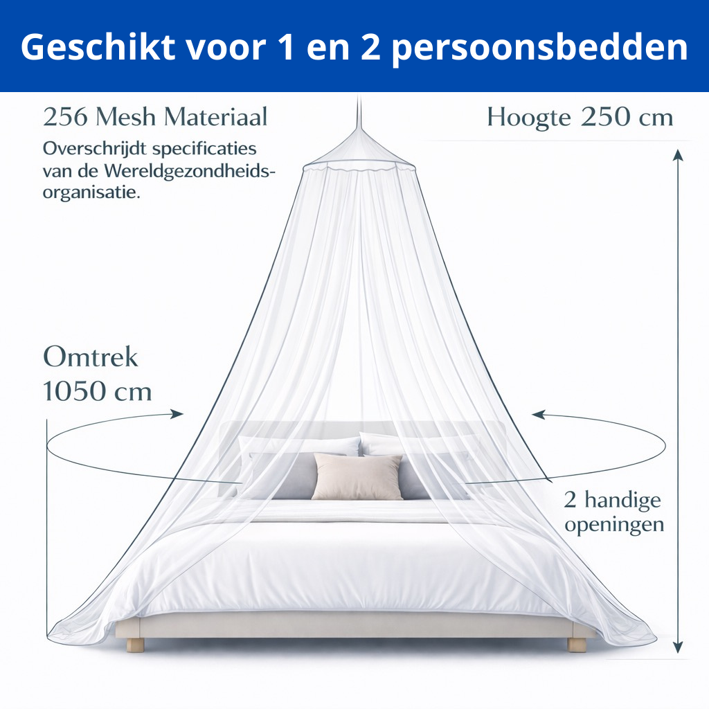 Klamboe Voor op Reis en Thuis Geschikt Voor 1 en 2 personen