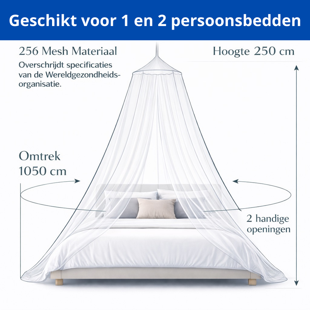 Klamboe Voor op Reis en Thuis Geschikt Voor 1 en 2 personen