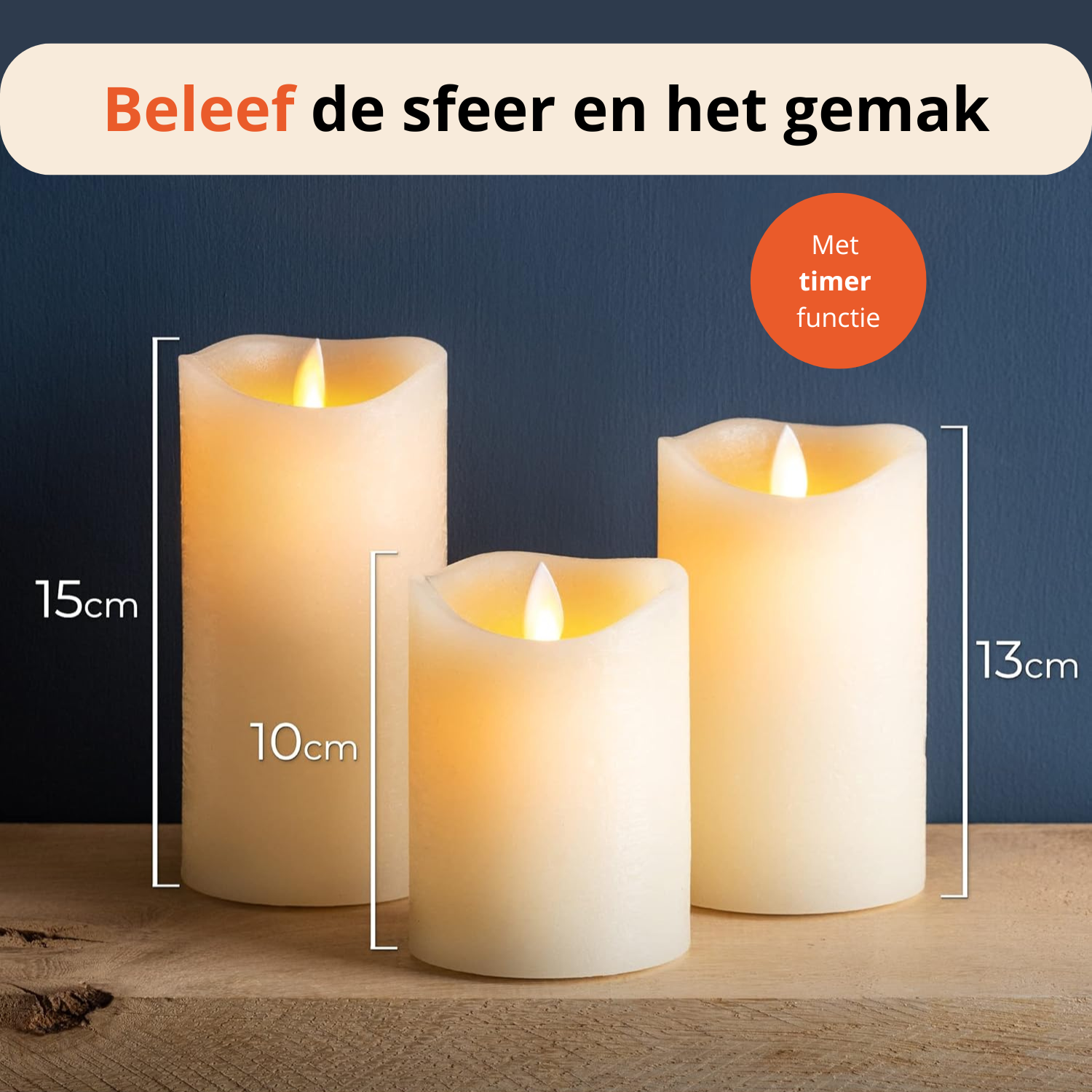 Led Kaarsen Met Afstandsbediening - Set van 3 - Ø7,5 cm
