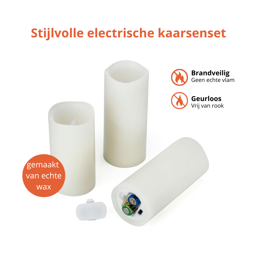 Led Kaarsen Met Afstandsbediening - Set van 3 - Ø7,5 cm