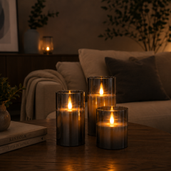 Homies LED kaarsen set van 3 - Smokey Glas