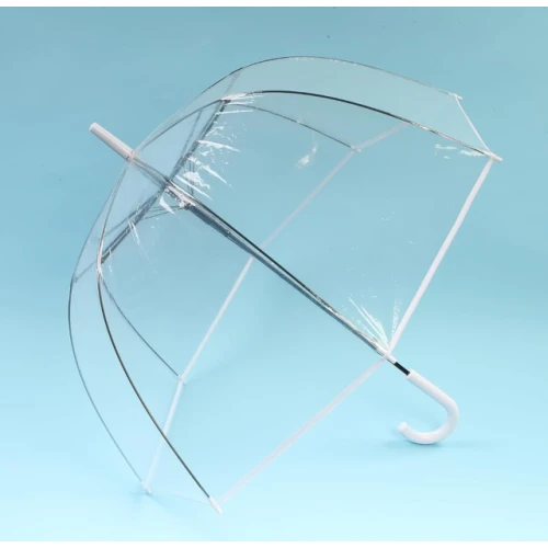 Transparante paraplu met wit handvat
