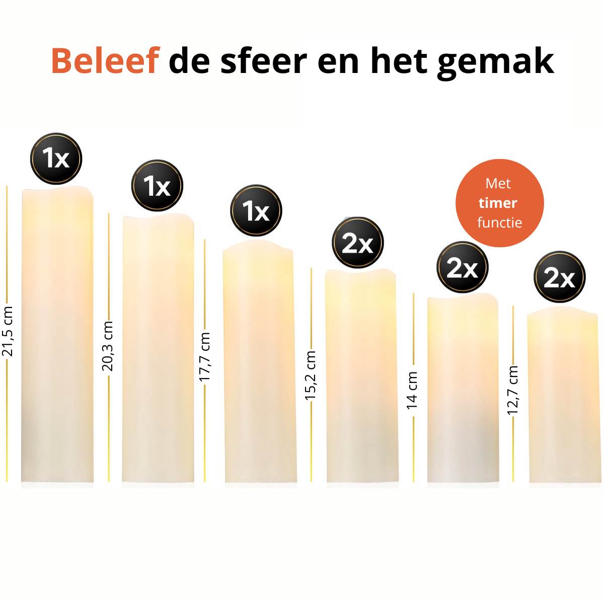 Led Kaarsen Met 2 Afstandsbediening - Set van 9 - Afbeelding 3