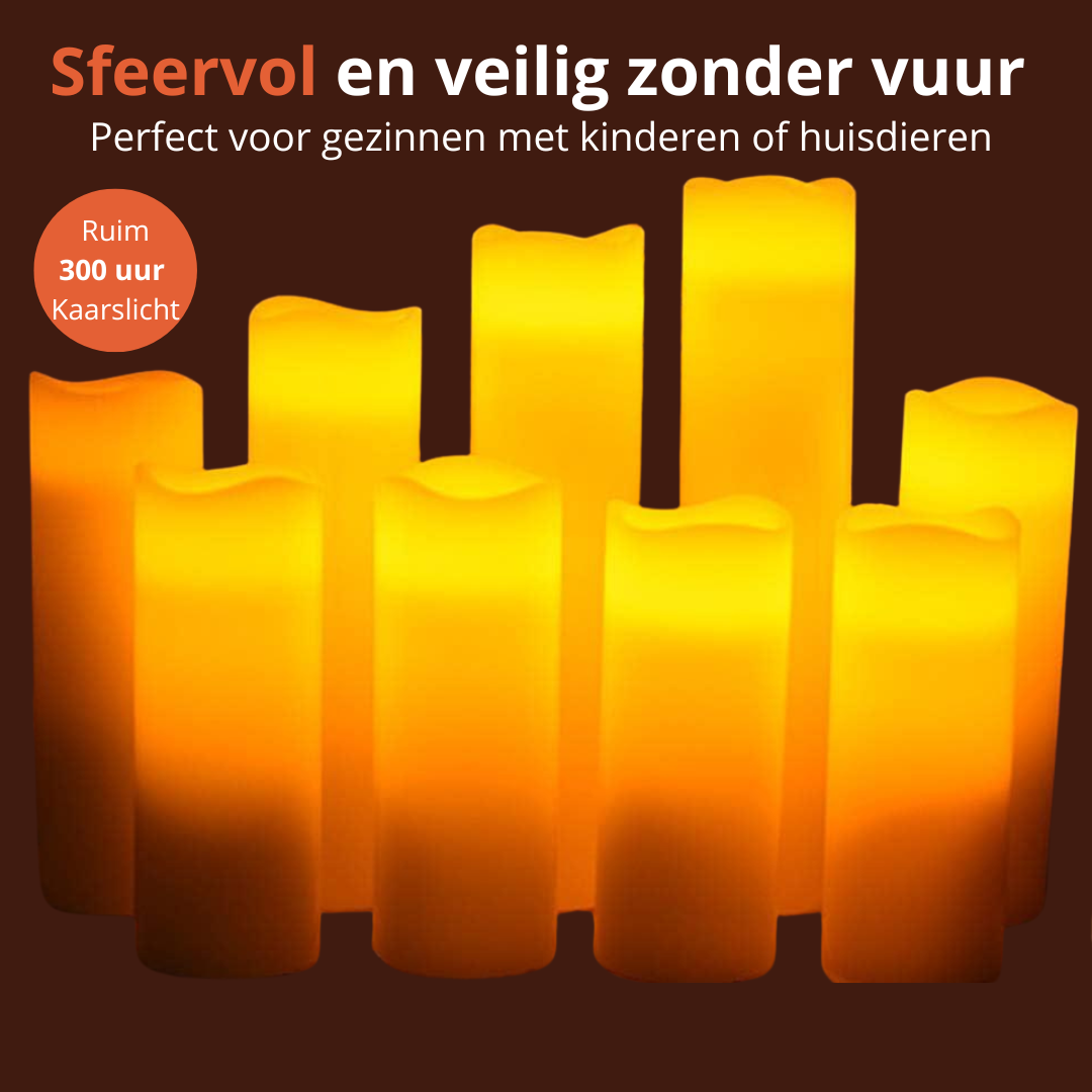 Led Kaarsen Met 2 Afstandsbediening - Set van 9 - Afbeelding 4