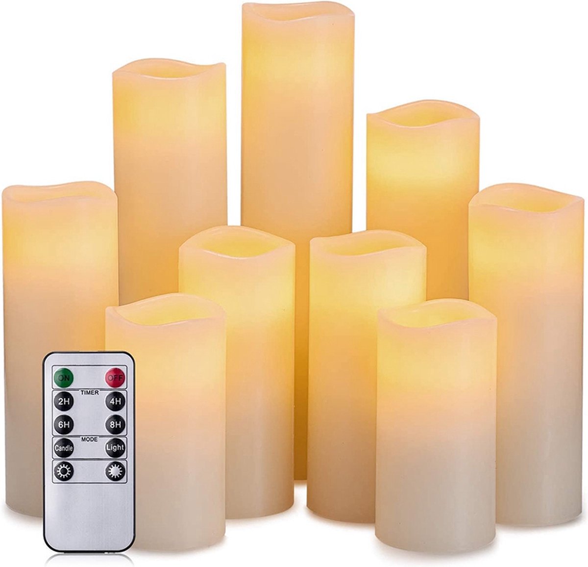 Led Kaarsen Met 2 Afstandsbediening - Set van 9